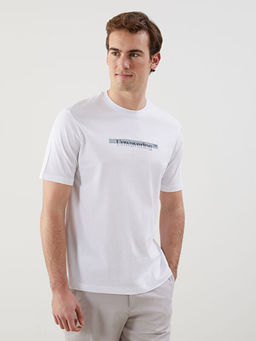 Bisiklet Yaka Bask?l? Penye Erkek Ti??rt