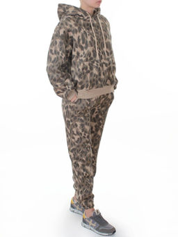 868-6 BEIGE/LEOPARD Костюм спортивный зимний женский (95% хлопок, 5% полиэстер)