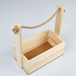 Кашпо деревянное 281530 см Аром, ручка канат, натуральная сосна - Дарим красиво фото 2