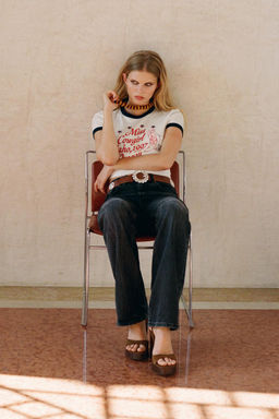 RIBBED T-SHIRT WITH SLOGAN - Zara фото 5