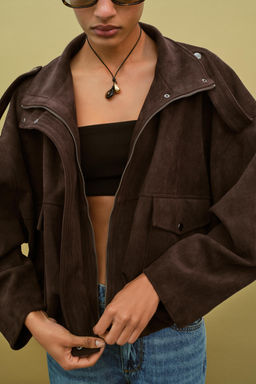 FAUX SUEDE JACKET WITH TABS - Zara фото 10