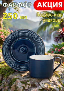Чайная пара Lefard Top Style 250 мл фарфор синяя