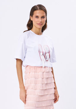 Футболка KaVari 4012 белый/коралловый принт  фото 2