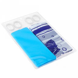 Штора для ванной полиэтилен 180х180см "Дуэт" "Морская" голубой, 12 колец, набор 2 штуки, в блистере (Китай)