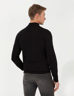 Siyah Slim Fit Yar_m Bal_k__ Yaka Basic Triko Kazak - Pierre cardin фото 5