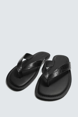 SANDALIA TIRAS GRABADO COCO / Negro - Zara фото 5