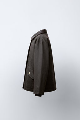 WAXED JACKET WITH LEATHER-EFFECT COLLAR - Zara фото 11