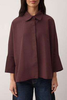 Beyaz Genis Mansetli Oversize Dokuma Gomlek TWOAW26GO00130