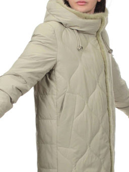 310 OLIVE Пальто зимнее стеганое женское (200 гр. холлофайбер, натуральная норка) - Fashion фото 3