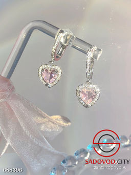 Серьги с сердечком из камушка