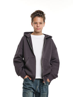 Зипка толстовка для мальчика с шевроном 22-0430 темный графит