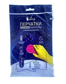 LIBRY перчатки хозяйственные латексные с х/б напылением размер-L (желтые) 50гр