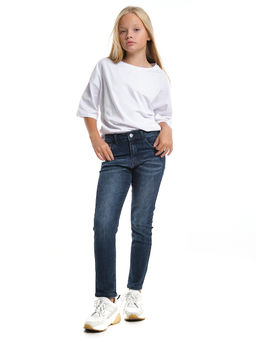 Джинсы синие для девочки 33-1075 синий - Mini maxi фото 11