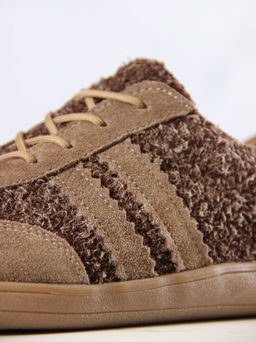 Кеды босоногие натуральная замша коричневые 184.natabr.Серо-коричневая замша+коричневый джангл/Кожа