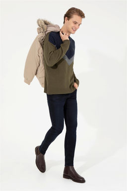 U. S. Polo Assn Мужской вязаный свитер кокосового цвета с круглым вырезом - U.s. polo assn фото 7