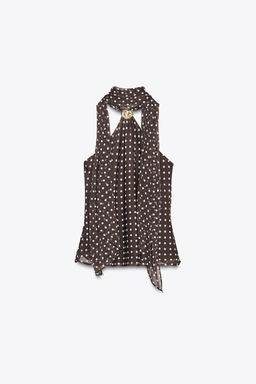 HALTER TOP WITH HARDWARE AND POLKA DOTS - Zara фото 7