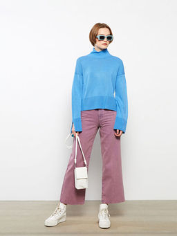 Bal?k?? Yaka D?z Uzun Kollu Kad?n Triko Kazak