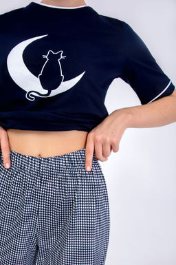 Арт. 10101 Пижама с брюками 44-54 (6 шт) Цвет:верх-темно-синий,низ бело-синий - Калинка фото 5