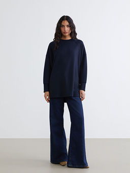 Bisiklet Yaka Oversize Kad?n Sweatshirt Tunik