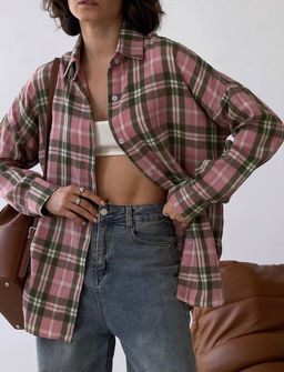 K13010 Рубашка OVER SIZE ТМ_РОЗОВЫЙ