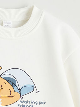 Bask?l? Erkek ?ocuk Kal?n Sweatshirt