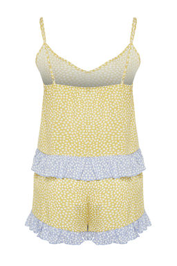 Trendyolmilla Sar?-Cok Renkli Puantiyeli F?rf?rl? Ip Ask?l? Viskon Sortlu Dokuma Pijama Tak?m? THMSS24PT00124  фото 13