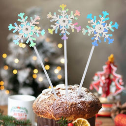 Набор для украшения торта Снежинки, разноцветный, 3 шт. - Страна карнавалия фото 4