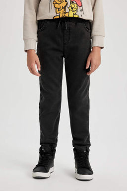 Джинсовые брюки Jogger с эластичной окантовкой для мальчиков на флисовой подкладке - Defacto фото 4