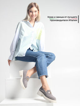 Лоферы туфли 173.1453be.Серый замок замша