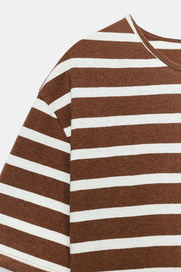 CAMISETA MANGA CORTA RAYAS / Marr?n - Zara фото 8
