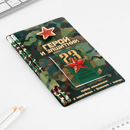 Цена за 2 шт. Подарочный набор «Герой и защитник. 23 февраля», блокнот, карандаши (2 шт.) и значок