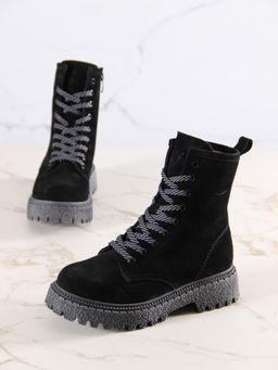 Ботинки EDART 327.22511gr. Черные замша/шерсть