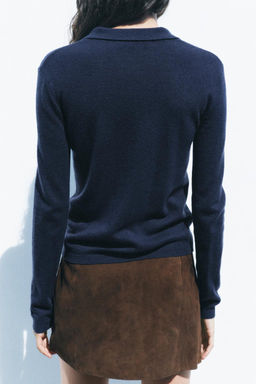 PLAIN 100% WOOL POLO SHIRT - Zara фото 3