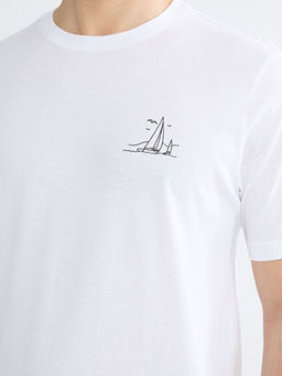 Bisiklet Yaka Bask?l? Penye Erkek Ti??rt