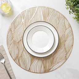 Цена за 12 шт. Салфетка сервировочная на стол Волны, d=38 см, цвет золотой