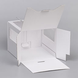 Коробка под торт 2 окна, с ручками, жемчуг, глянцевая, 24 х 24 х 20 см - UPAK LAND фото 7