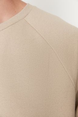 Bej Oversize/Genis Kesim Ici Polar/S?cak Tutan Reglan Kol Sweatshirt TMNAW23SW00190