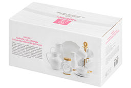 Набор - чайник 900 мл + сахарница 450 мл "Шелк" с ложкой на дер. подставке