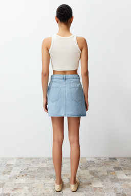 TRENDYOLMILLA Limited Edition Mavi More Sustainable Y?rtmacl? Mini Denim Etek TWOSS23ET00347  фото 16