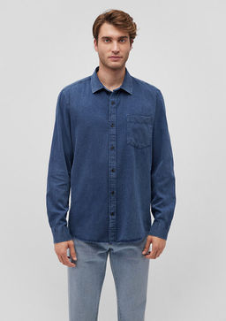 Lacivert Denim Gomlek - Mavi фото 3