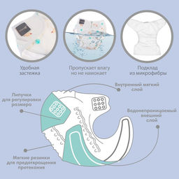 Многоразовый подгузник Фламинго, размер L - Крошка я фото 2