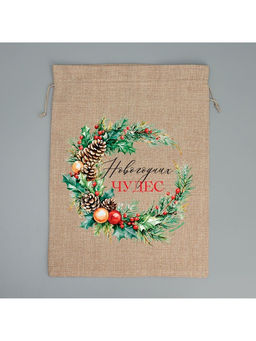 Цена за 5 шт. Мешок с термонаклейкой «Новогодних чудес», венок, 30×40 см
