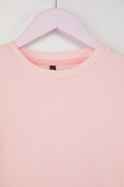 Pembe-Mavi 2li K?z Cocuk 100% Pamuk Duz Bisiklet Yaka Regular Orme T-Shirt TKDAW26TS00001 - Trendyolmilla фото 11