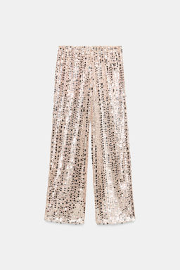 PANTAL?N FLUIDO LENTEJUELAS / Plata - Zara фото 4