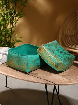 Корзинка плетёная «Голден мини», 30×30×20 см, голубая