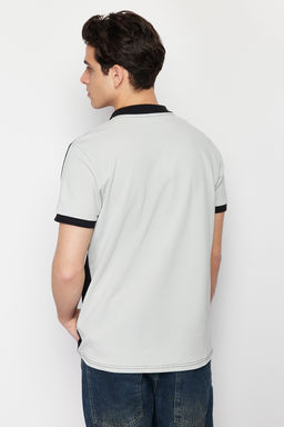 Siyah Renk Bloklu Regular/Normal Kesim %100 Pamuklu Polo Yaka T-shirt TMNSS24PO00009