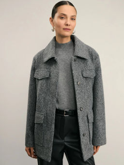 Куртка-рубашка из ткани с ворсом на поясе / Zarina  фото 11