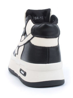 05-P84-1Z WHITE/BLACK Кроссовки женские зимние (натуральная и искусственная кожа, шерсть)