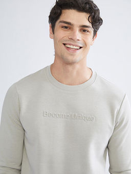 Bisiklet Yaka Bask?l? Erkek Sweatshirt