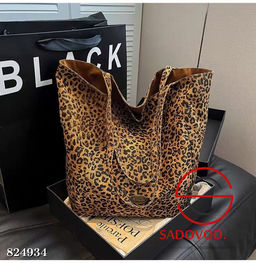 Двусторонняя тканевая сумка шоппер с леопардовым принтом - Bruno фото 3